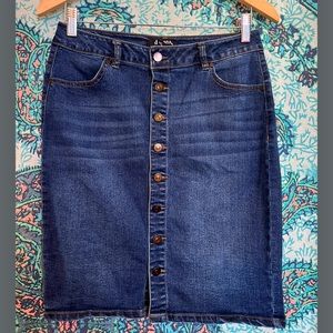 jean button down pencil skirt